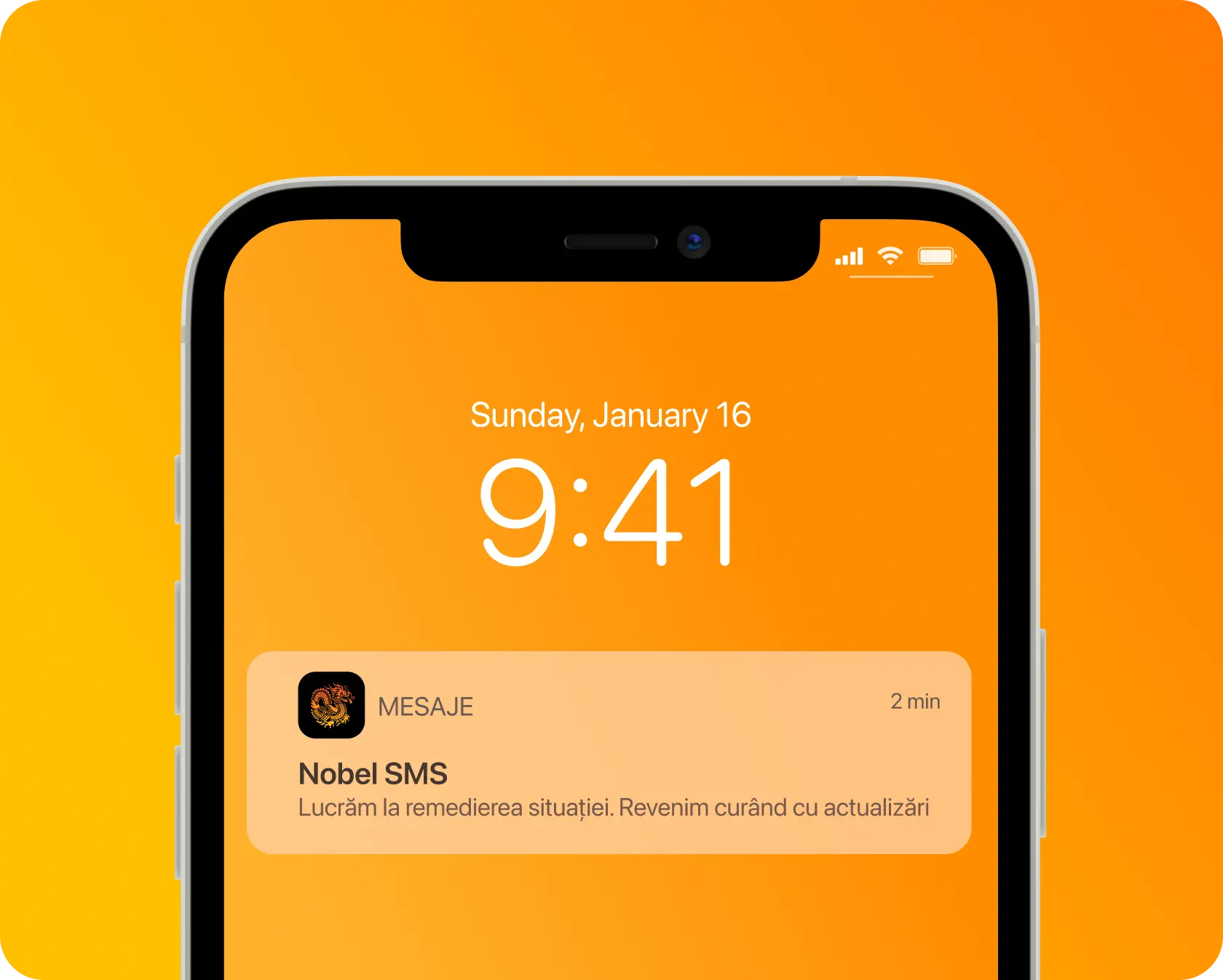 NobelSMS SMS alert notification on mobile — instant service update delivery