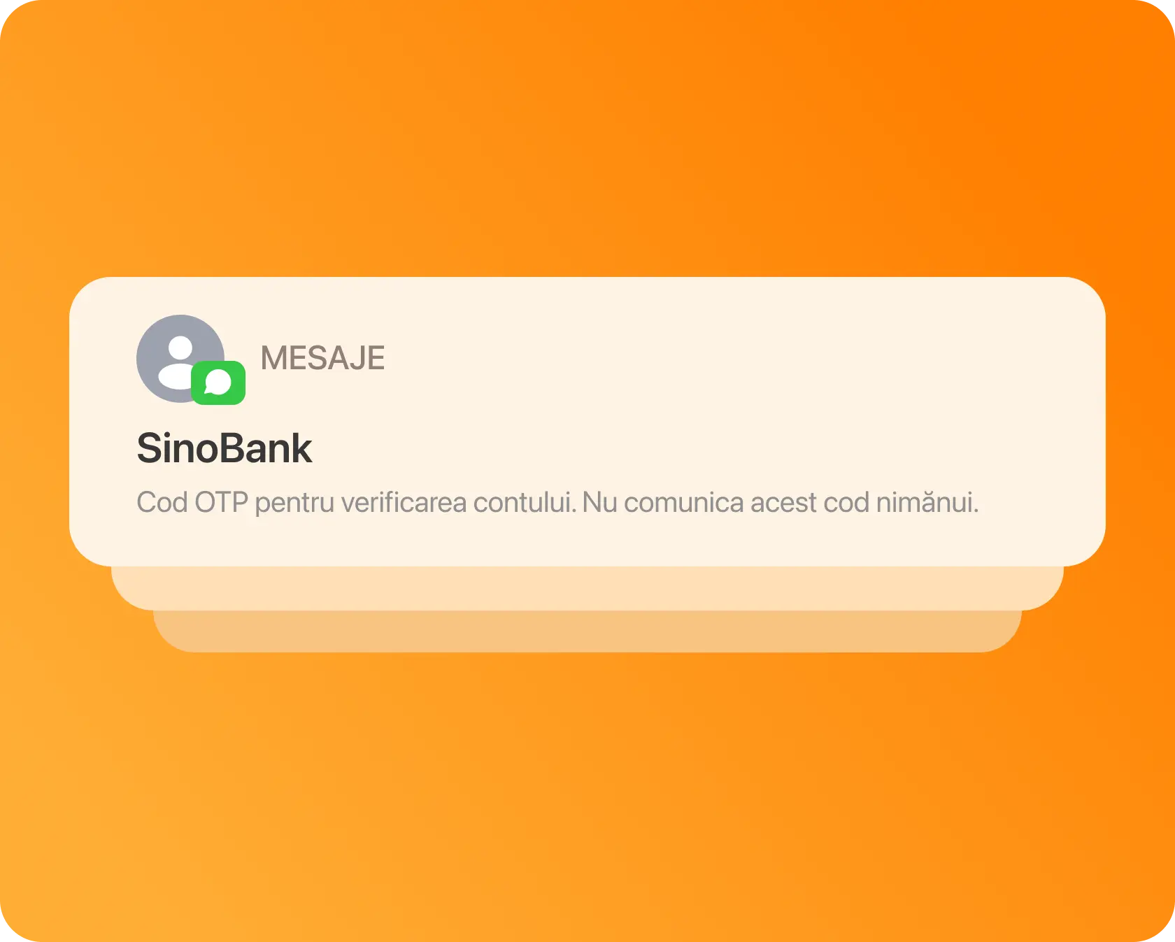 SMS OTP verification message example — one-time password delivered instantly for account security
