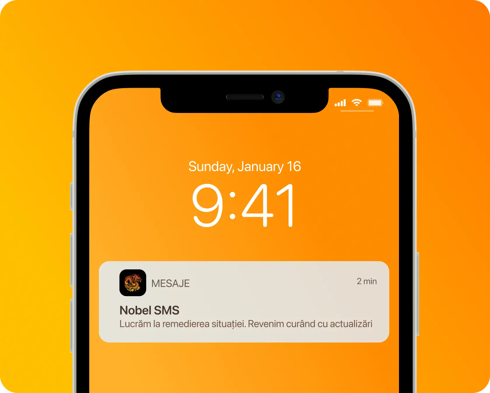 Transactional SMS example — real-time automated notification delivered instantly via NobelSMS